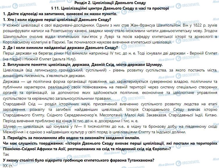 ГДЗ Історія України 6 клас сторінка 11