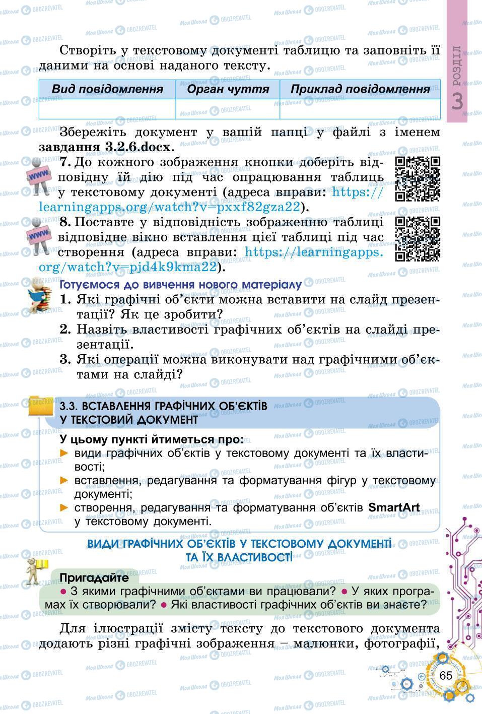 Підручники Інформатика 6 клас сторінка 65