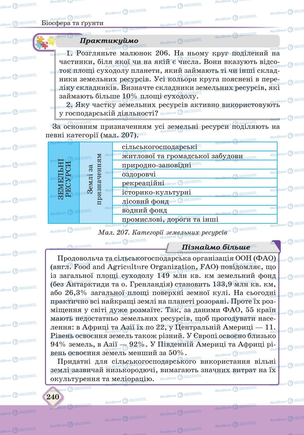 Підручники Географія 6 клас сторінка 240