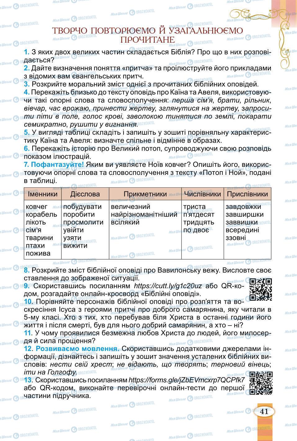 Підручники Зарубіжна література 6 клас сторінка 41