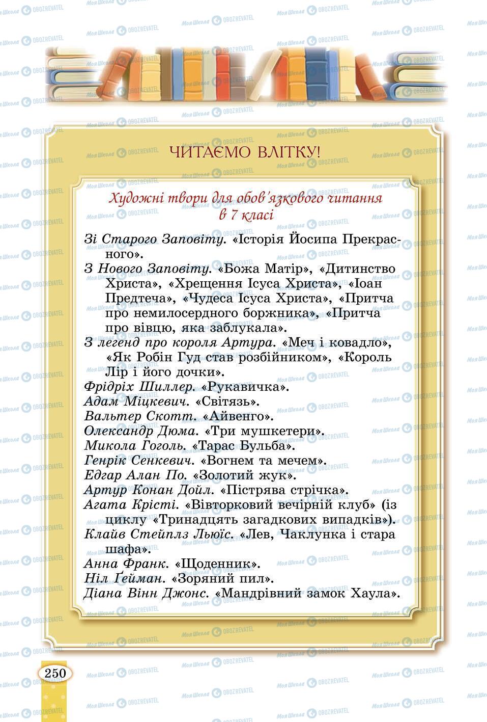 Підручники Зарубіжна література 6 клас сторінка 250