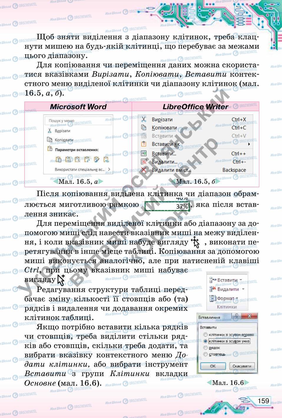 Підручники Інформатика 6 клас сторінка 159