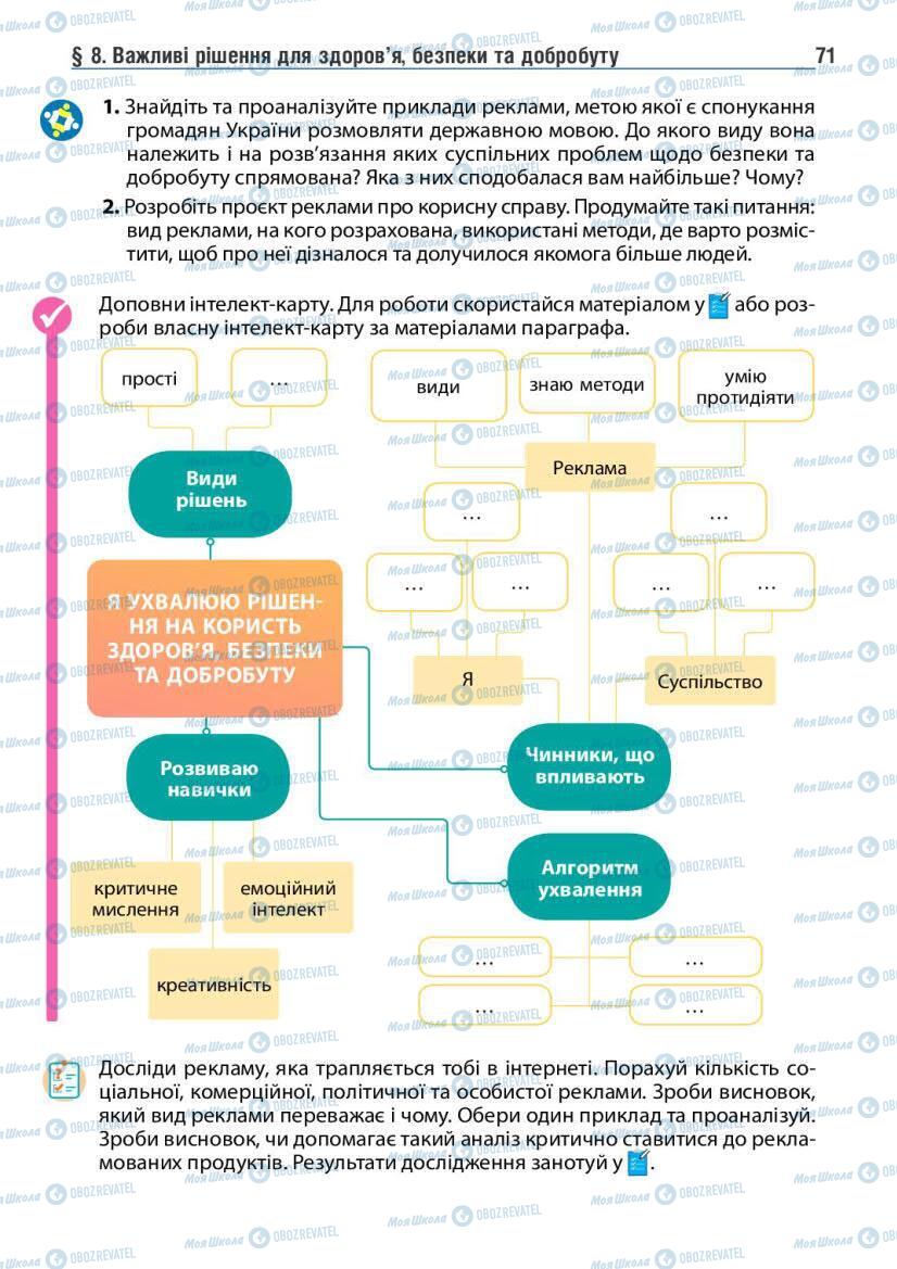 Підручники Основи здоров'я 6 клас сторінка 71