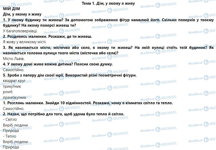 ГДЗ ЯДС (исследую мир) 1 класс страница Тема 1. Дім, у якому я живу