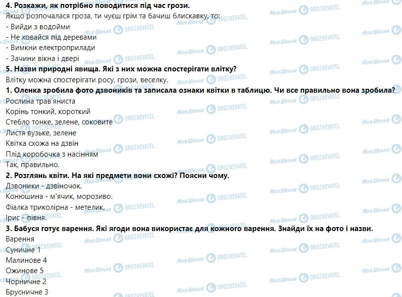 ГДЗ Я досліджую світ 1 клас сторінка Тема 2. Я досліджую природне довкілля влітку