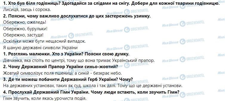 ГДЗ Я досліджую світ 1 клас сторінка Тема 4. Я досліджую природне довкілля взимку