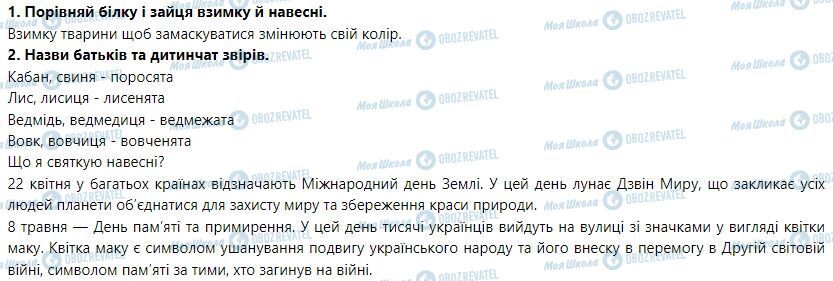 ГДЗ Я досліджую світ 1 клас сторінка Тема 4. Я досліджую природне довкілля навесні