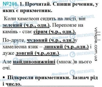 ГДЗ Українська мова 4 клас сторінка Вправа 201