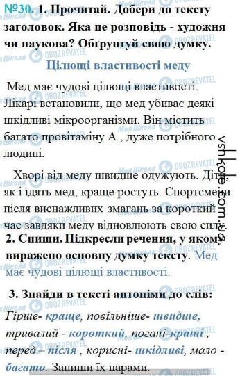 ГДЗ Українська мова 4 клас сторінка Вправа 30