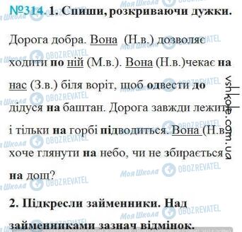 ГДЗ Українська мова 4 клас сторінка Вправа 314