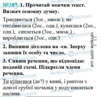 ГДЗ Українська мова 4 клас сторінка Вправа 387
