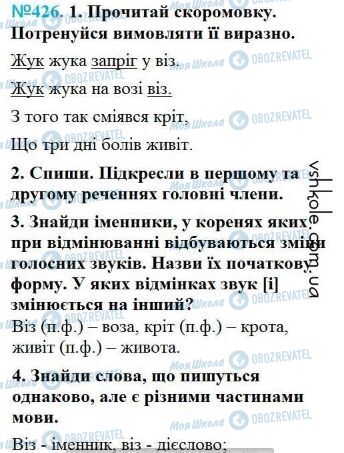 ГДЗ Укр мова 4 класс страница Вправа 426