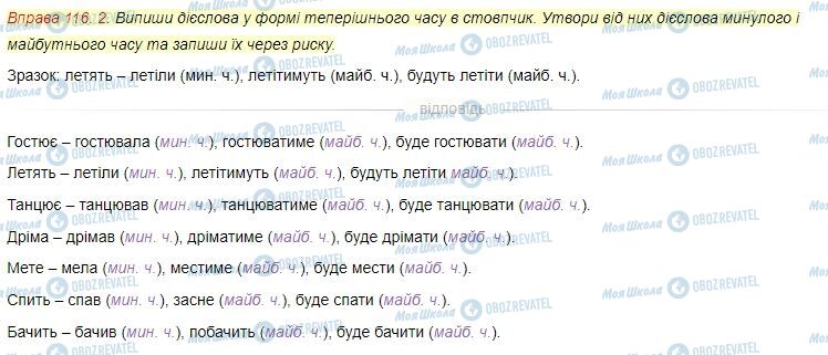 ГДЗ Українська мова 3 клас сторінка Вправа  116