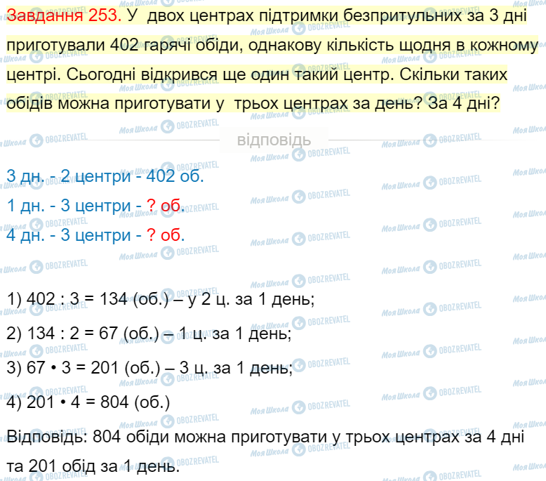 ГДЗ Математика 4 клас сторінка Завдання  253