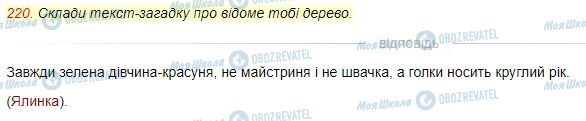 ГДЗ Українська мова 4 клас сторінка Вправа  220