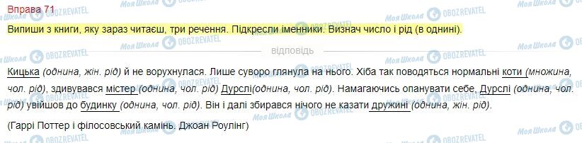 ГДЗ Українська мова 4 клас сторінка Вправа  71