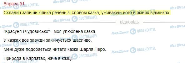 ГДЗ Укр мова 4 класс страница Вправа  91