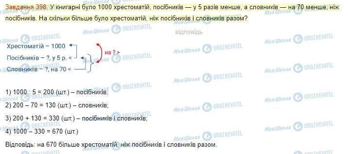 ГДЗ Математика 4 класс страница Завдання  398
