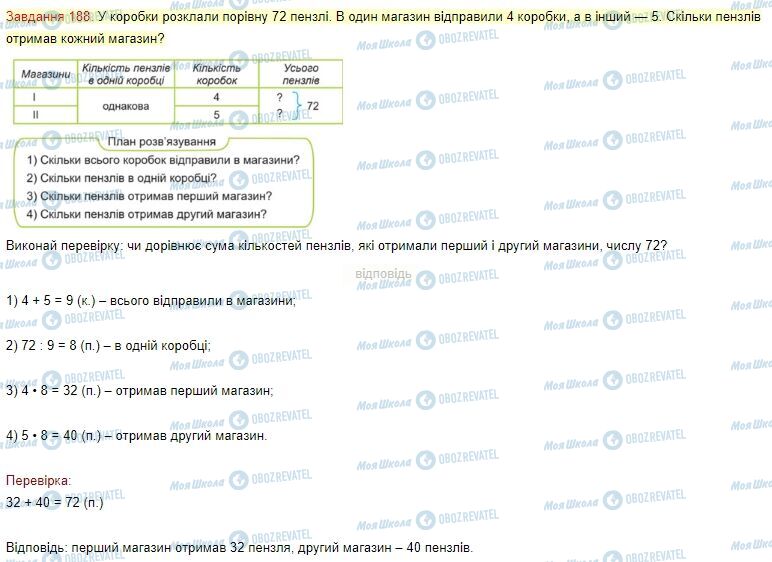 ГДЗ Математика 4 класс страница Завдання  188