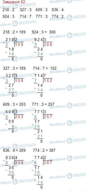 ГДЗ Математика 4 класс страница Завдання  62