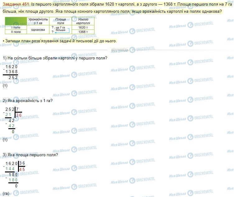 ГДЗ Математика 4 класс страница Завдання  451