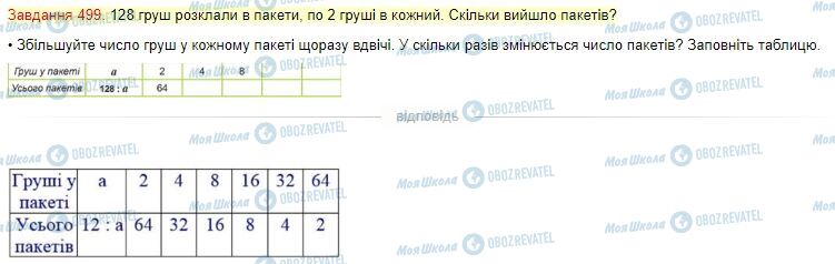 ГДЗ Математика 4 клас сторінка Завдання  499