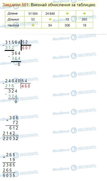 ГДЗ Математика 4 клас сторінка Завдання  501
