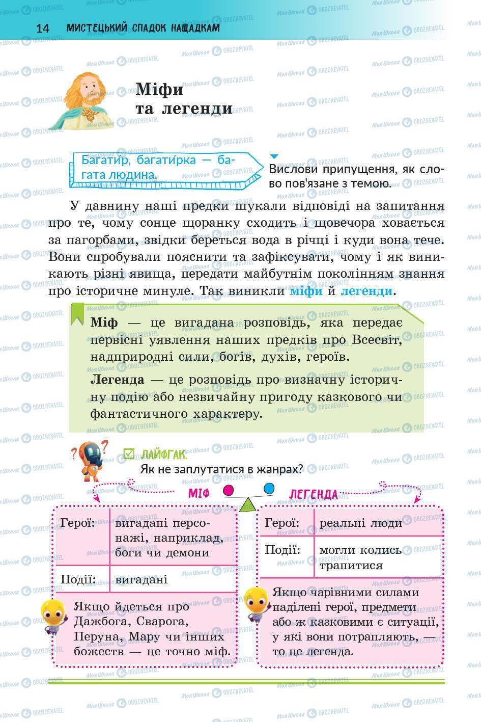 Учебники Укр лит 5 класс страница 14