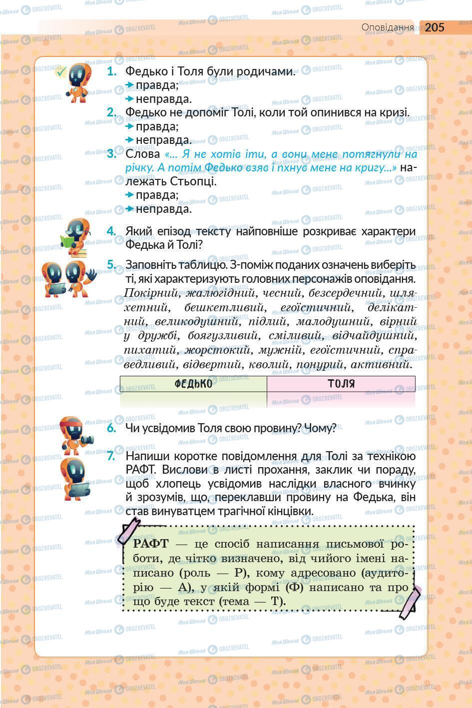 Підручники Українська література 5 клас сторінка 206