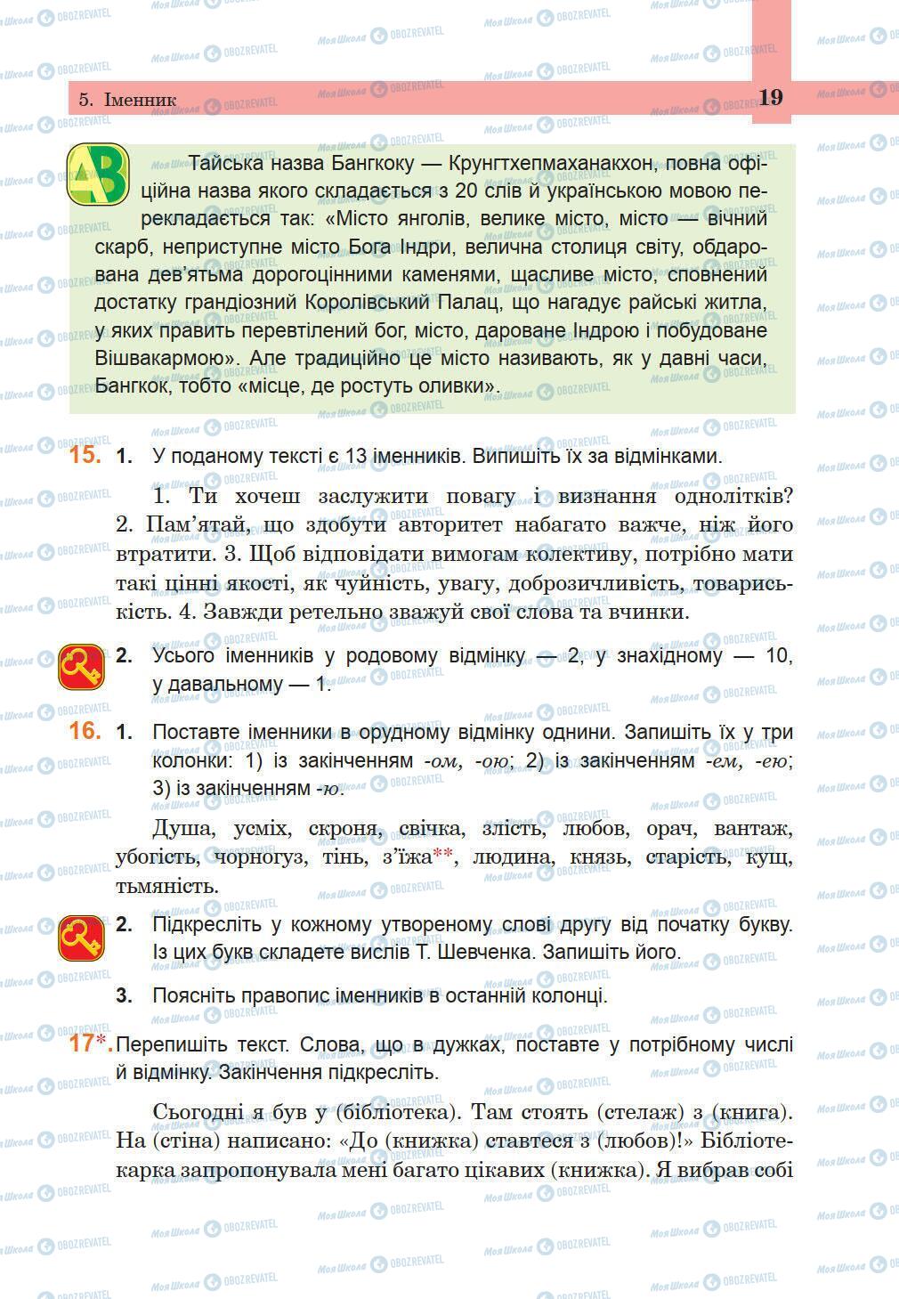 Підручники Українська мова 5 клас сторінка 19