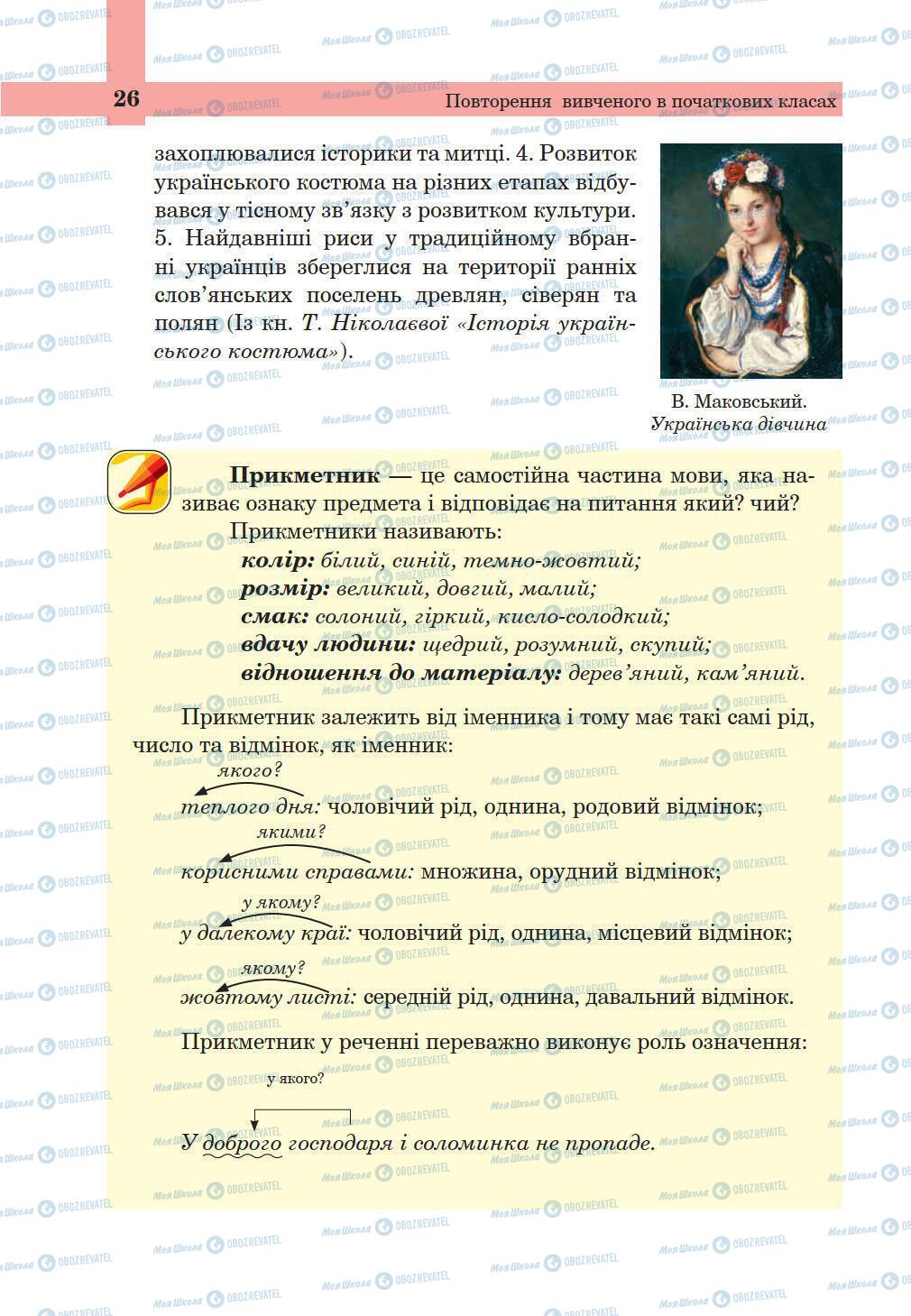 Підручники Українська мова 5 клас сторінка 26