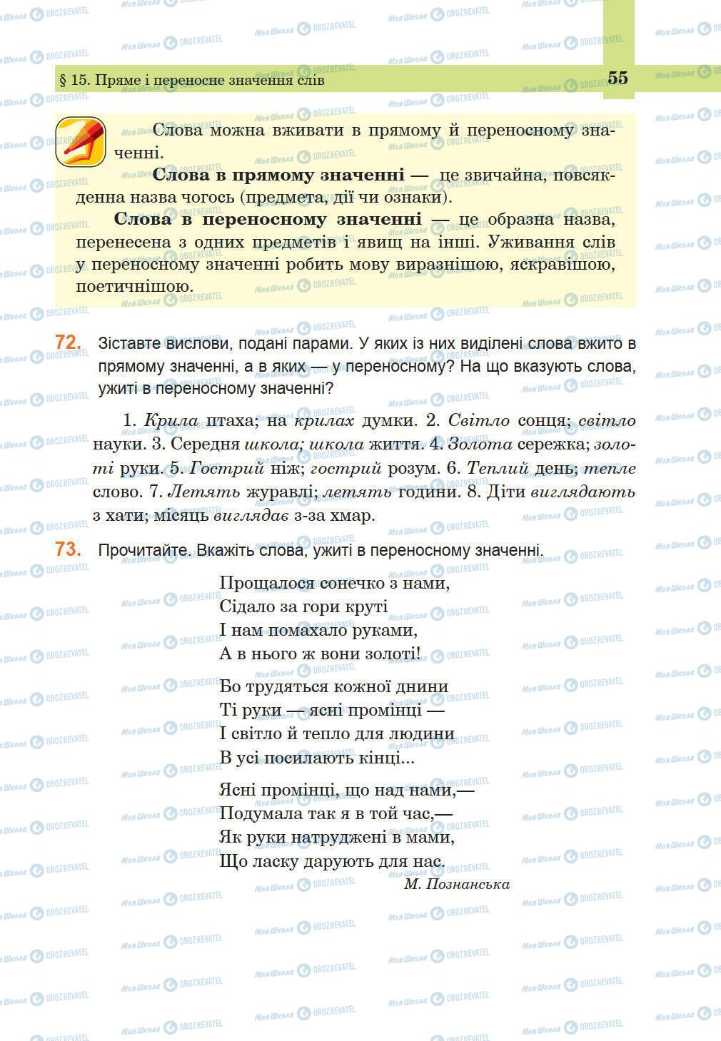 Підручники Українська мова 5 клас сторінка 55