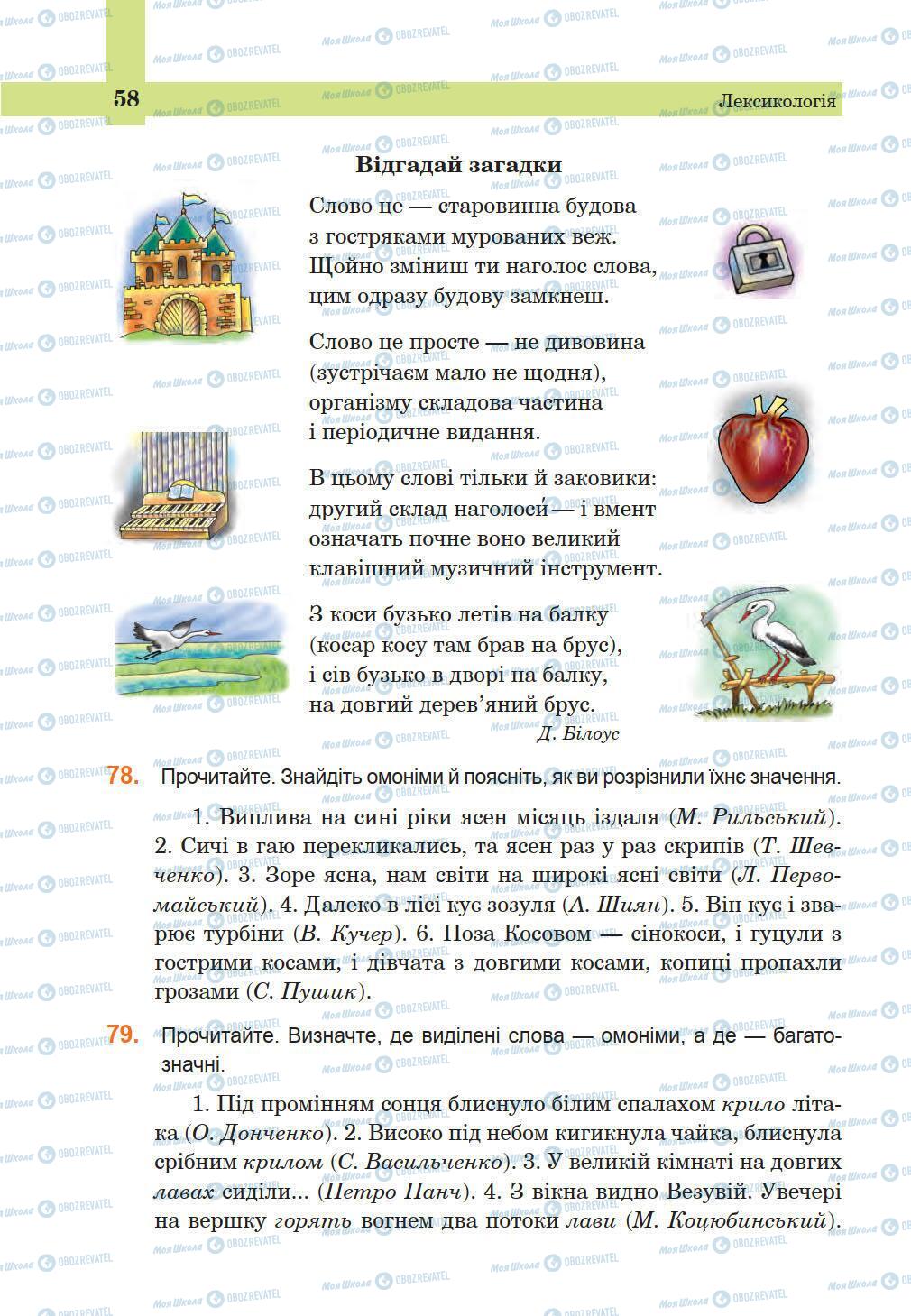 Підручники Українська мова 5 клас сторінка 58