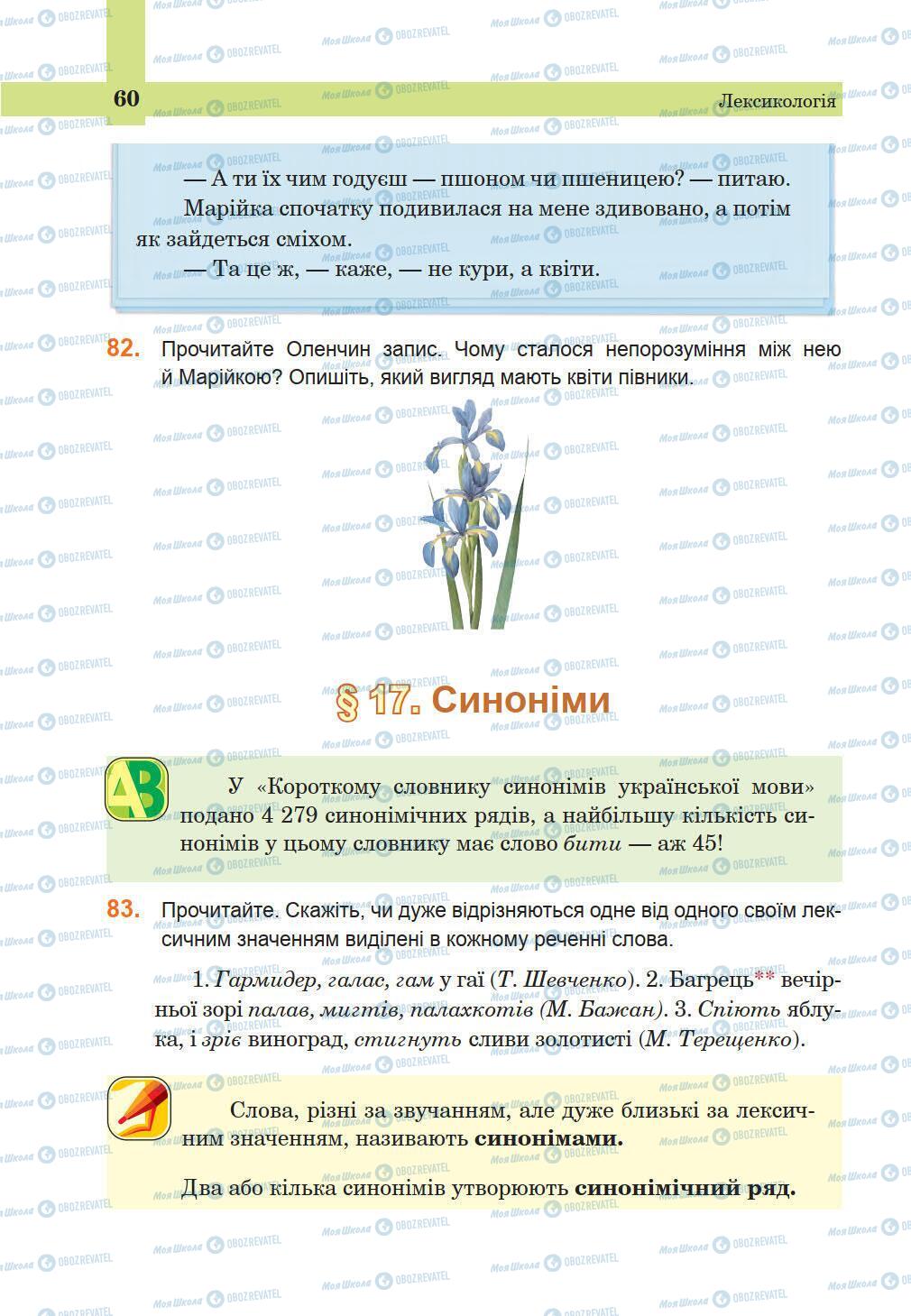 Підручники Українська мова 5 клас сторінка 60