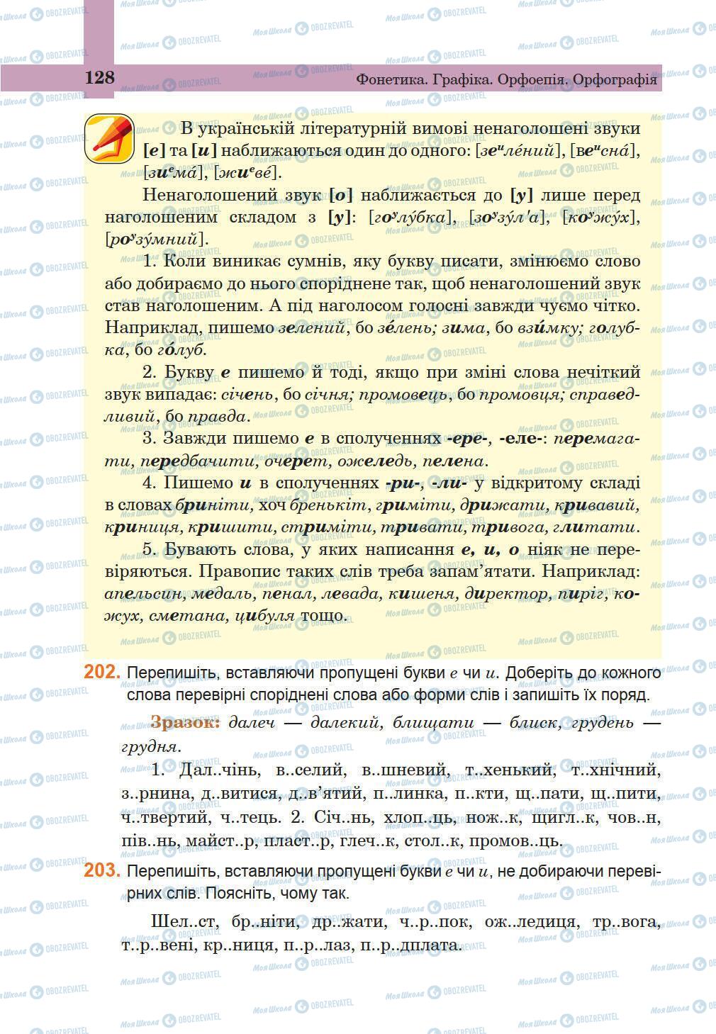 Підручники Українська мова 5 клас сторінка 128