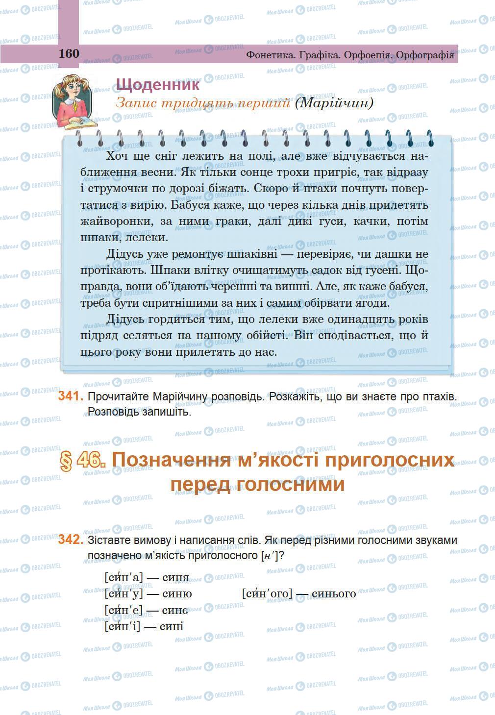 Підручники Українська мова 5 клас сторінка 160
