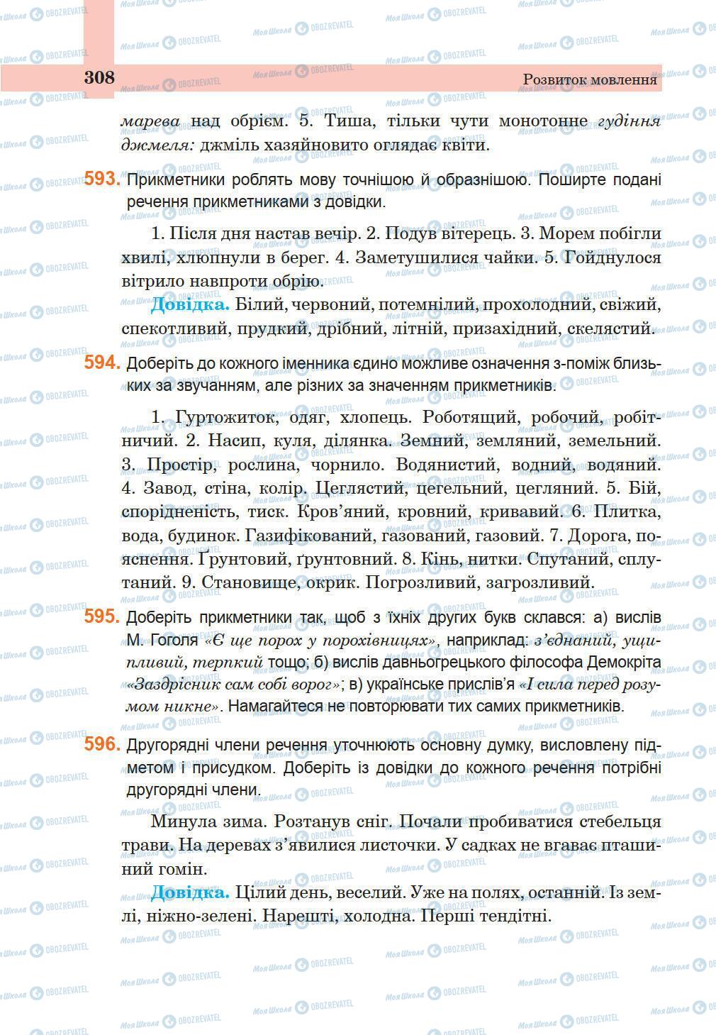 Підручники Українська мова 5 клас сторінка 308