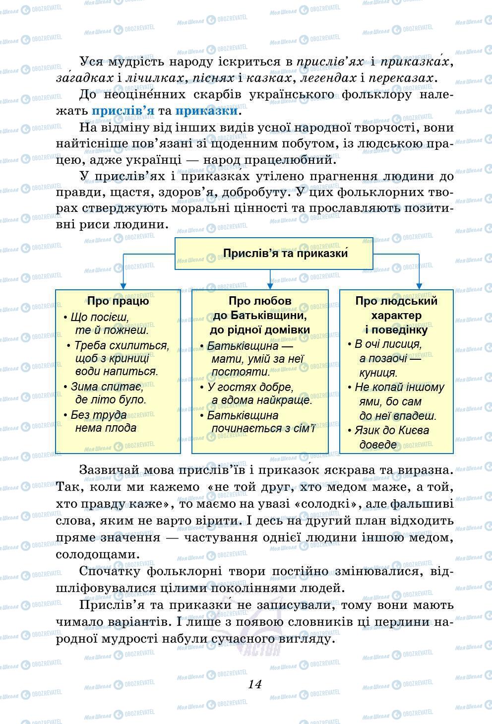 Учебники Укр лит 5 класс страница 14