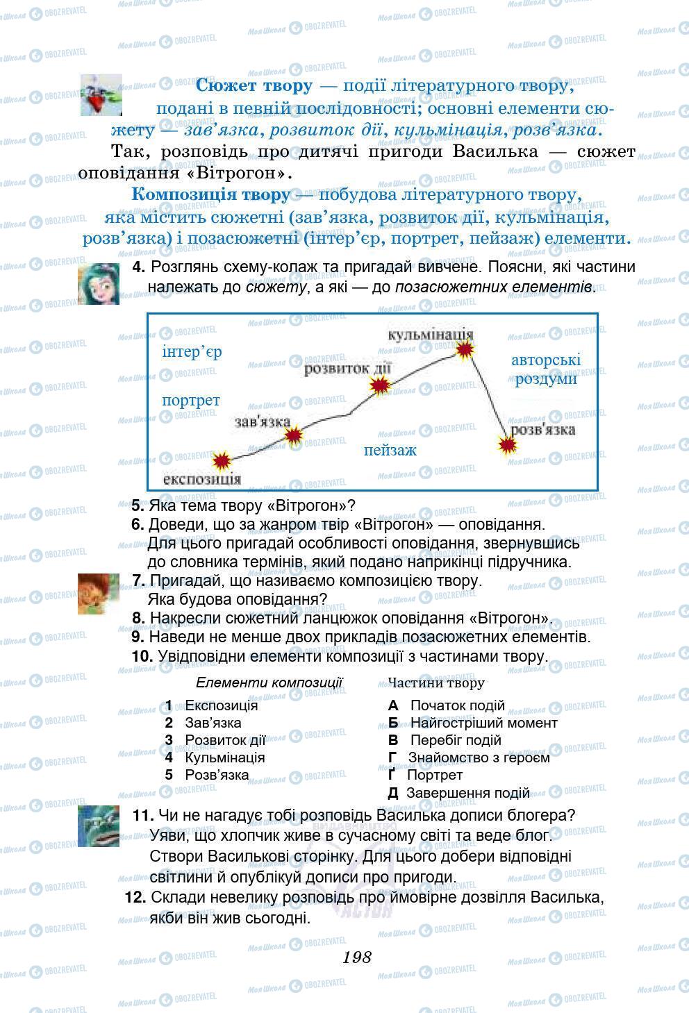 Учебники Укр лит 5 класс страница 198