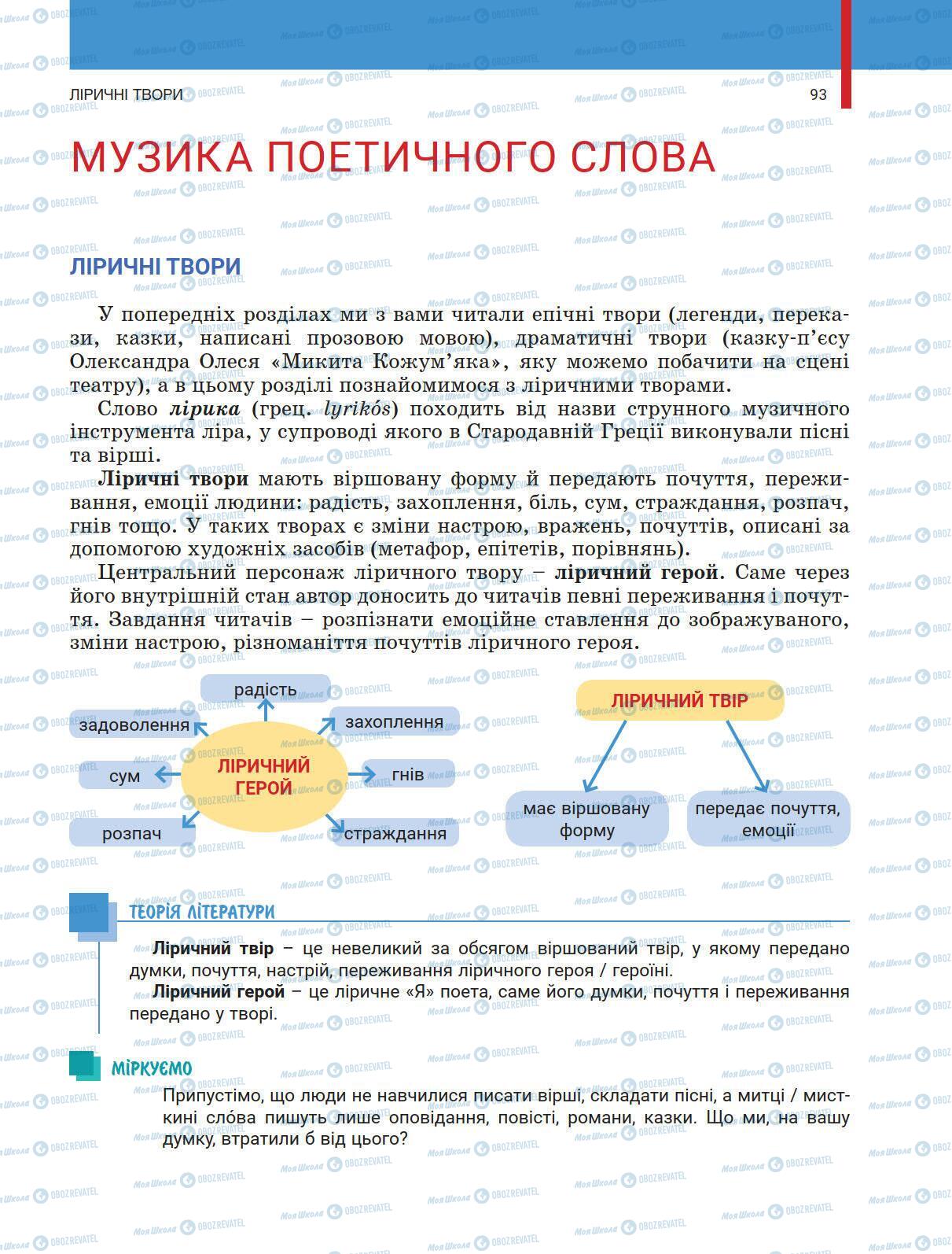 Підручники Українська література 5 клас сторінка 93
