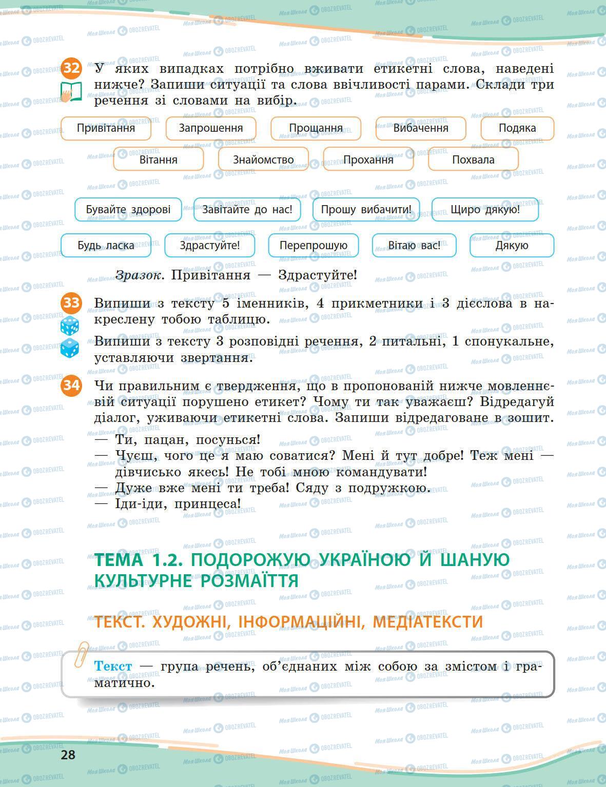 Учебники Укр мова 5 класс страница 28