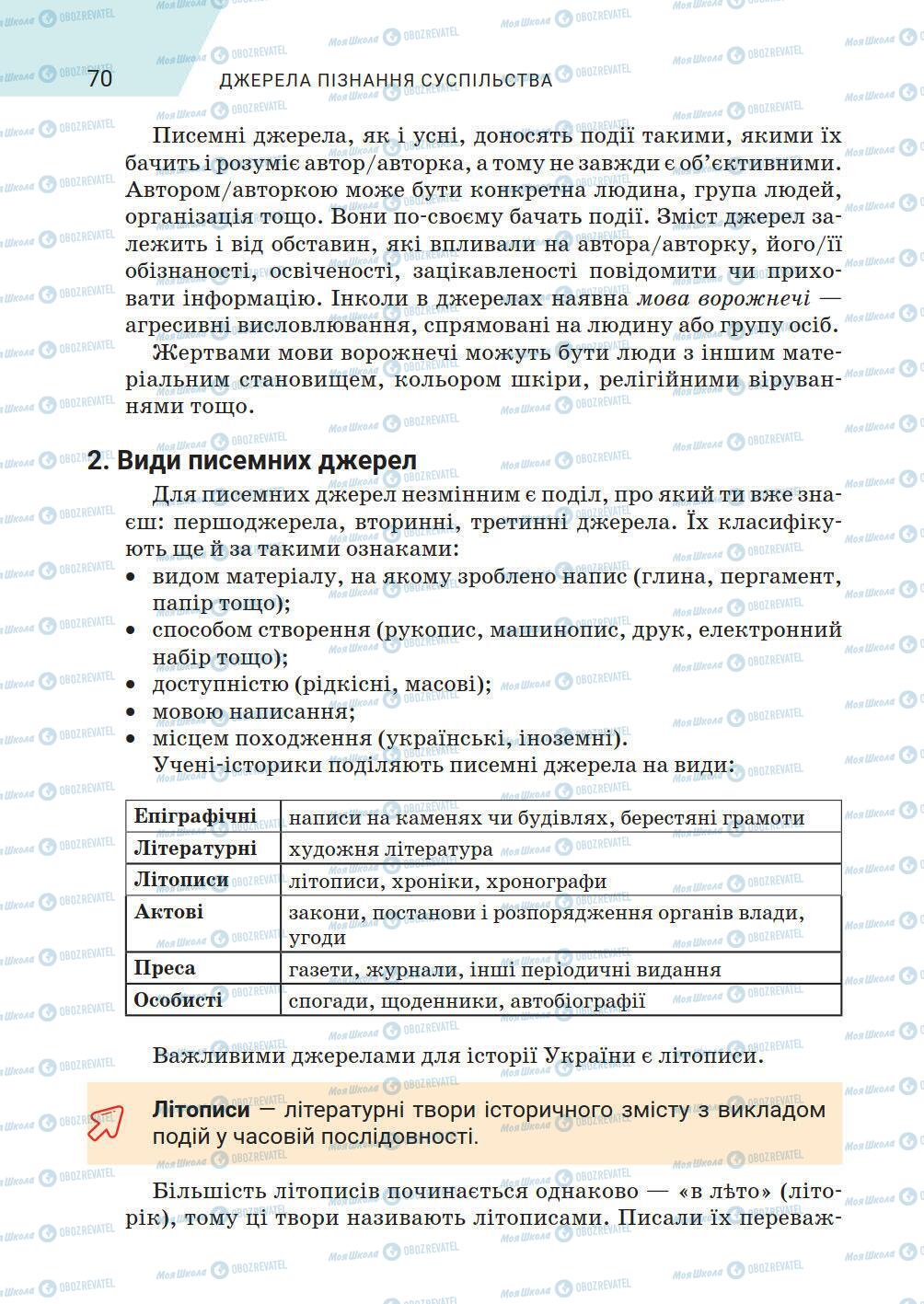 Підручники Історія України 5 клас сторінка 70