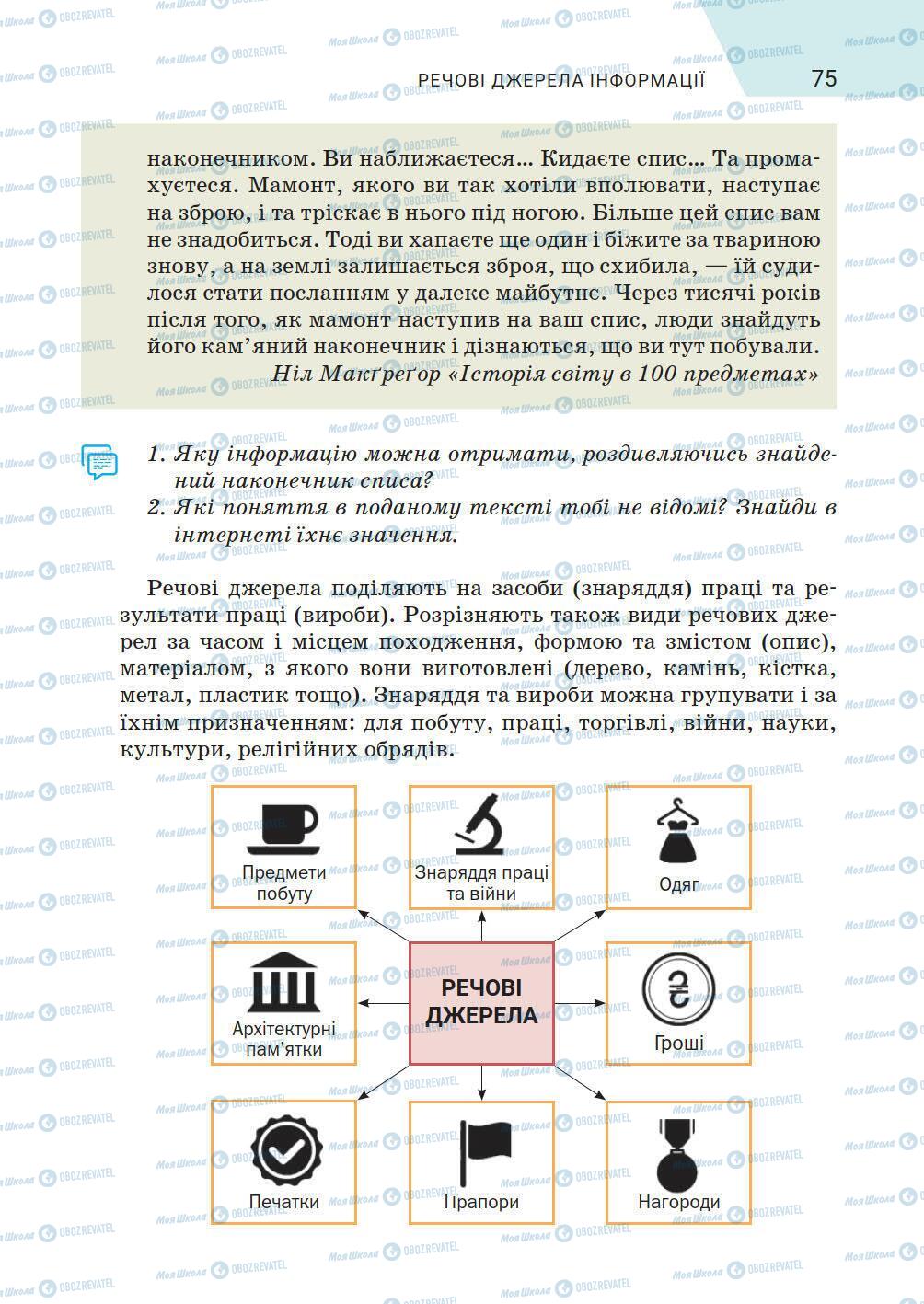 Підручники Історія України 5 клас сторінка 75