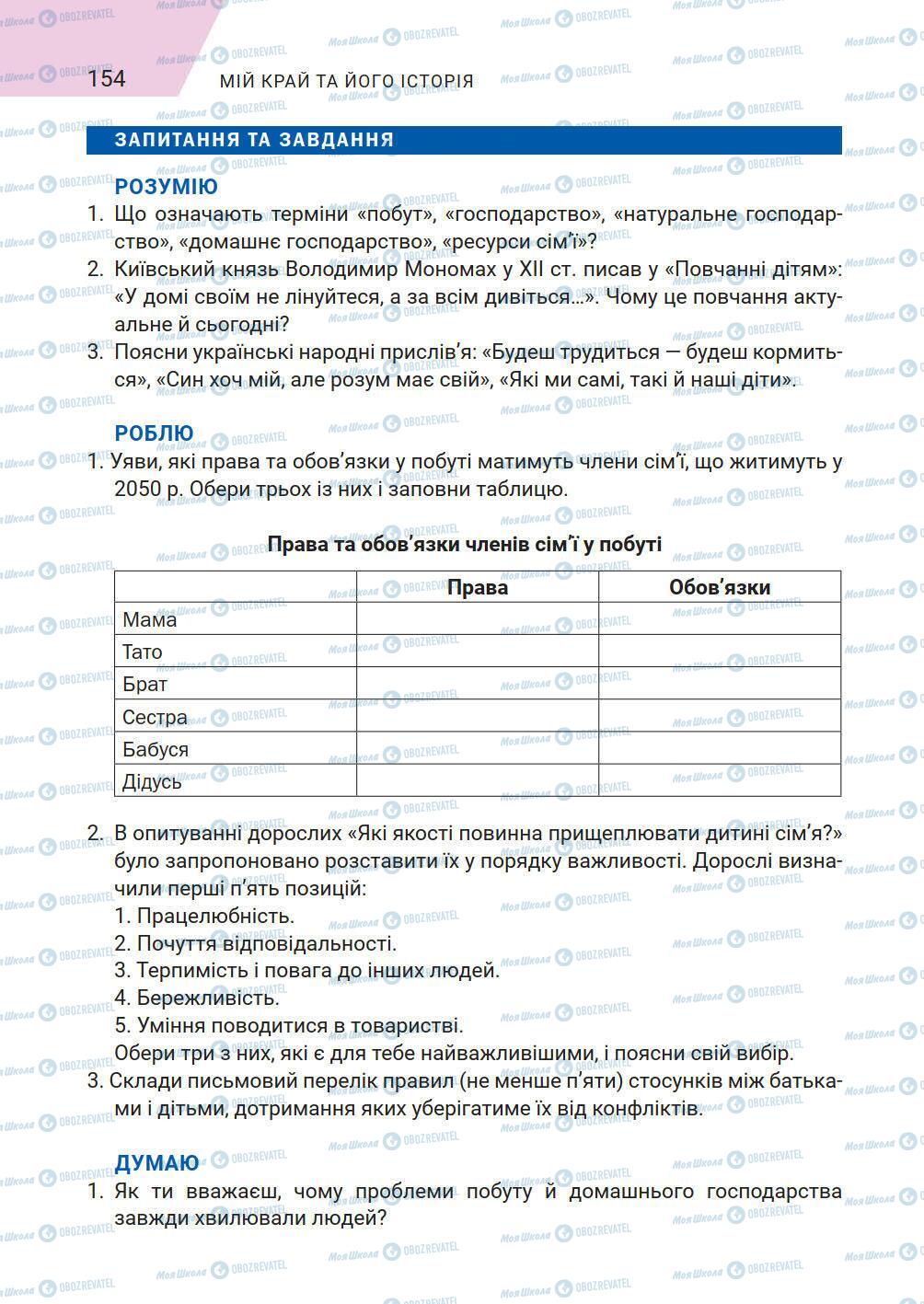 Підручники Історія України 5 клас сторінка 154