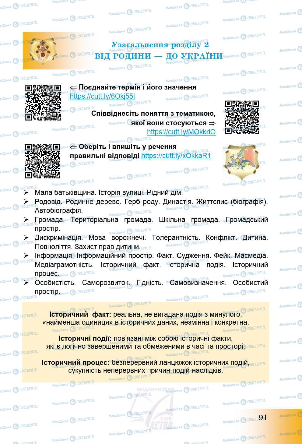 Підручники Історія України 5 клас сторінка 91