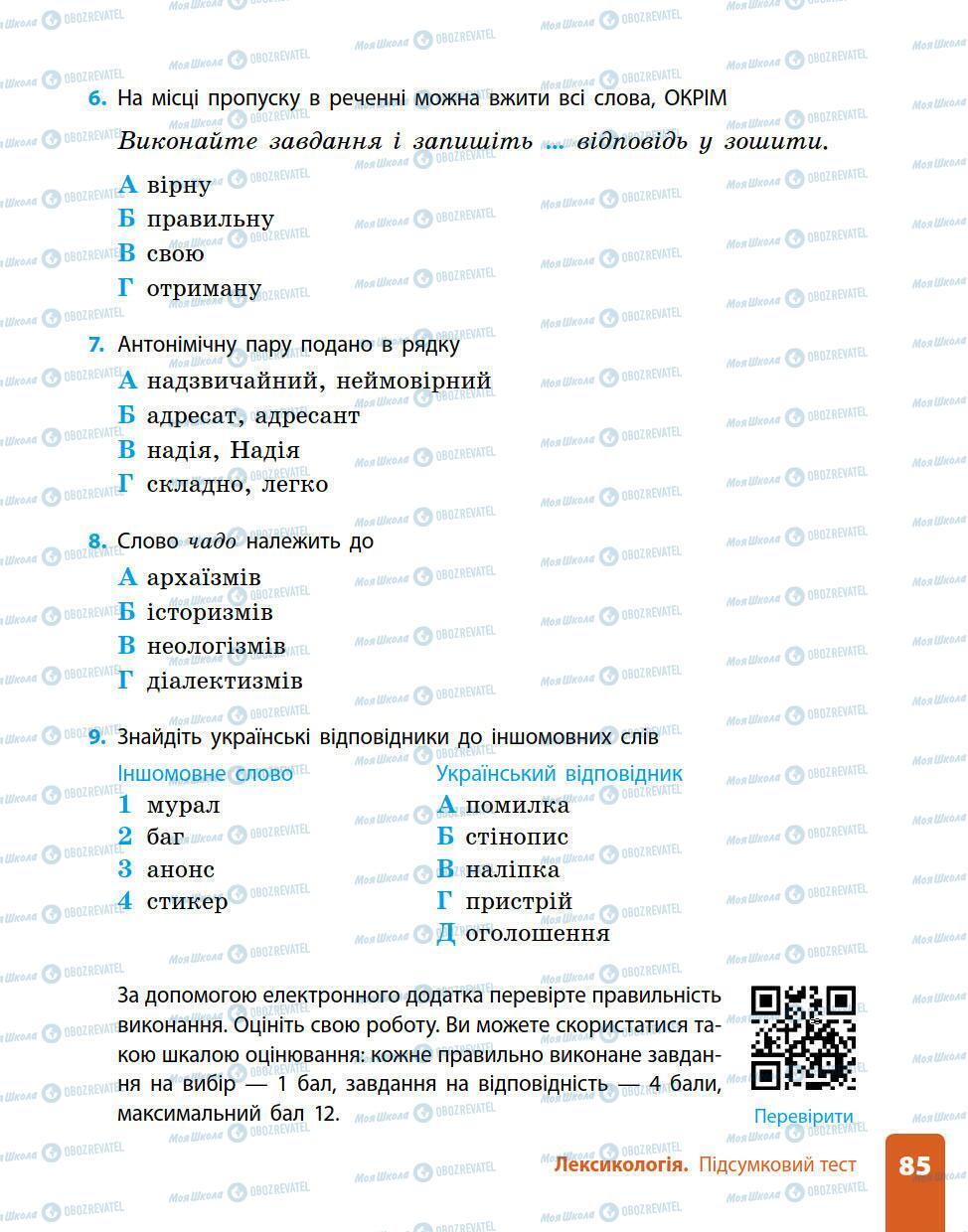 Підручники Українська мова 5 клас сторінка 85