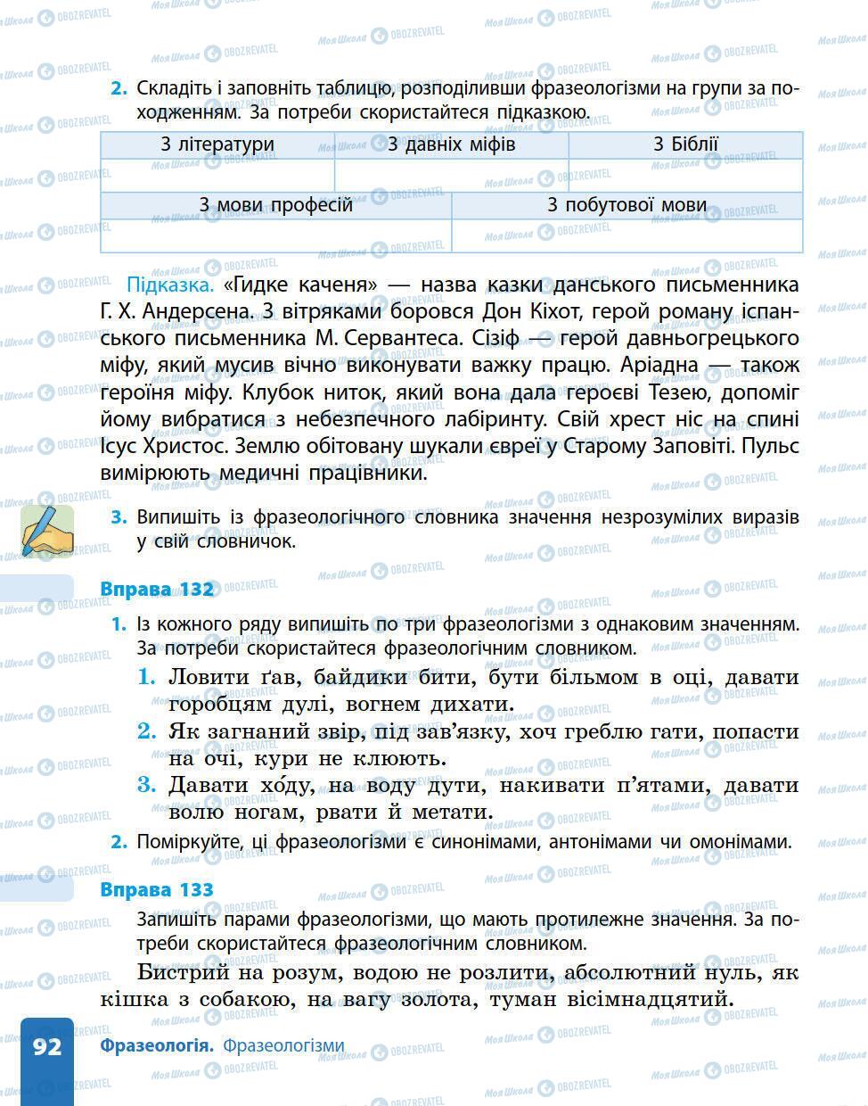 Підручники Українська мова 5 клас сторінка 92