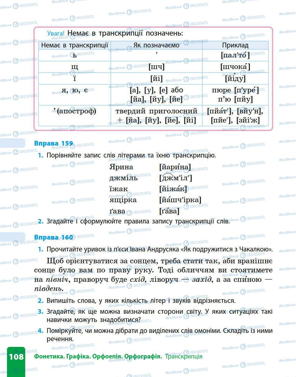 Підручники Українська мова 5 клас сторінка 108