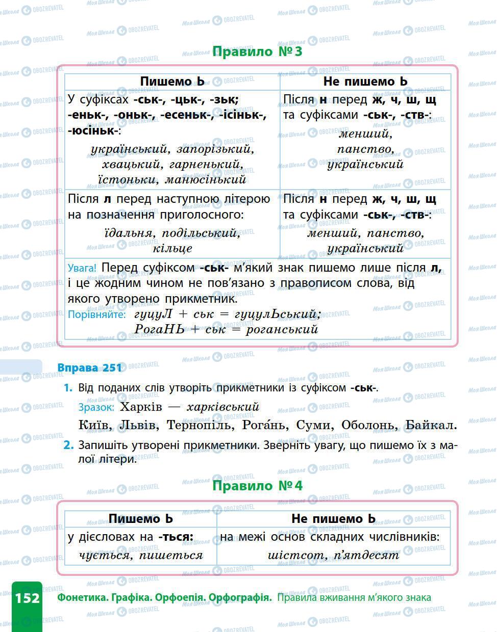 Підручники Українська мова 5 клас сторінка 152