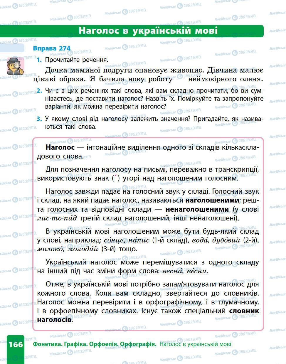 Підручники Українська мова 5 клас сторінка 166